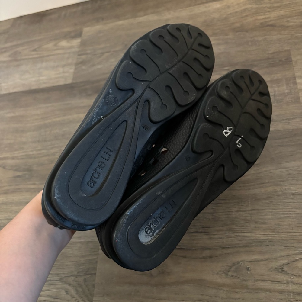 Arche Size 40 US 9 Drick Slip On Sandal Flat Black Leather, Price Drop! - Picture 7 of 9